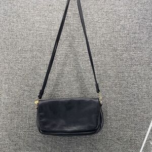 Vintage Shoulder Bag Med Stone‎ Mountain Dark Brown Leather Minimalist Soft 90s